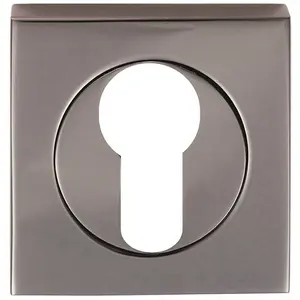 Square Euro Profile Escutcheon 52 x 52mm Concealed Fix Black Nickel