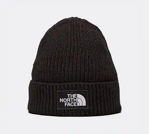 The North Face Logo Box Cuffed Beanie Hat - Black - Size ONE SIZE -1