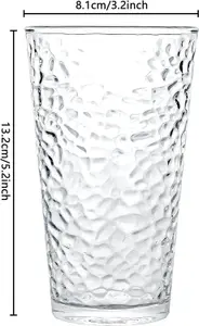 simpa 335ml Hammer Pattern Finish Drinking Glasses, Set of 6