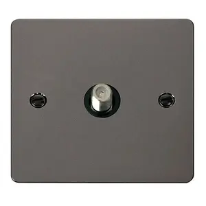 Flat Plate Black Nickel Satellite Socket 1 Gang - Black Trim - SE Home