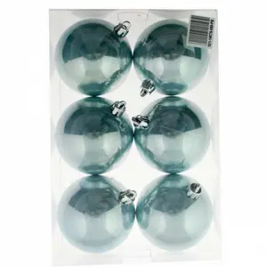 Shiny Shatterproof Ball  Bauble (Set of 6) Pearl Blue