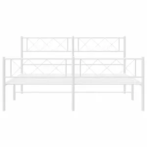 Berkfield Metal Bed Frame with Headboard and Footboard White 135x190 cm