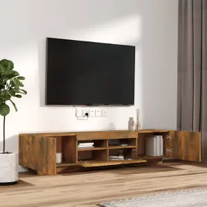 Berkfield 2 Piece TV Cabinet Set with LED Lights Smoked Oak Engineered Wood