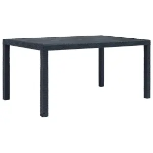 Berkfield Garden Table Anthracite 150x90x72 cm Plastic Rattan Look