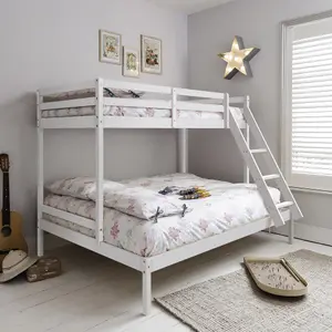 Kent Triple Bunk Bed with Single and Double Bed in Classic White