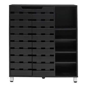 5 Tier Black Shoe Storage Cabinet Shoe Stand Organizer Rack Unit with Double Doors