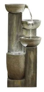 Kelkay Ash Columns with Lights Mains Plugin Powered Water Feature with Protective Cover