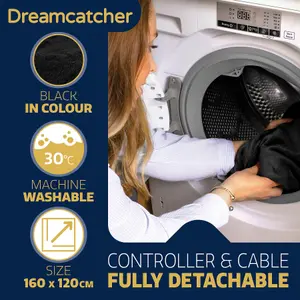 Dreamcatcher Sherpa Fleece Polyester Heated Electric Throw Blanket 160cm x 120cm Black