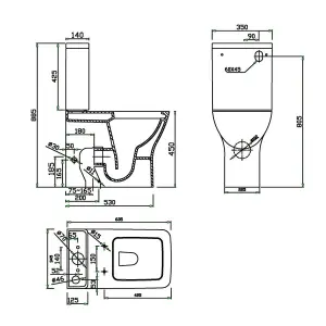 Hamilton Ceramic Close Coupled Rimless Toilet Includes Soft Closing Seat Quick Release Hinges & Cistern