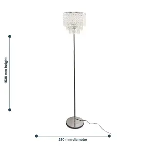 First Choice Lighting Set of 2 Chrome and Acrylic Crystal Jewelled Floor Lamps