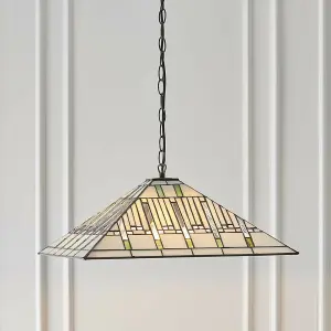 Tiffany Glass Hanging Ceiling Pendant Light Dark Bronze 3 Lamp Shade i00143