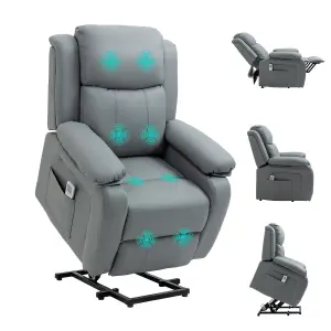 HOMCOM Riser and Recliner Chair Power Lift Recliner with Remote Grey