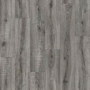 Grey Modern Wood Effect Anti-Slip Vinyl Flooring for Home, Shops, Offices, 5.0mm Thick Vinyl Sheet-7m(23') X 4m(13'1")-28m²