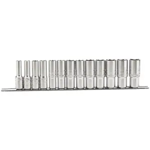 Draper 1/2" Sq. Dr. Imperial Deep Sockets on a Metal Rail 13 Piece 16500