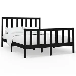 Berkfield Bed Frame Black Solid Wood Pine 120x200 cm