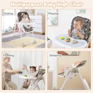 Costway Baby High Chair Convertible Infant Dining Chair with Adjustable Height & Tilting Backrest