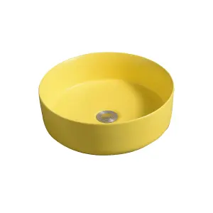 7844 Ceramic 35cm Vert Round Countertop Basin in Yellow