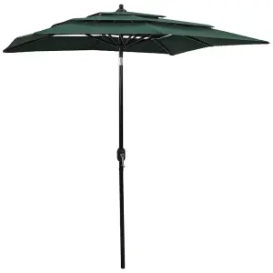 Berkfield 3-Tier Parasol with Aluminium Pole Green 2x2 m