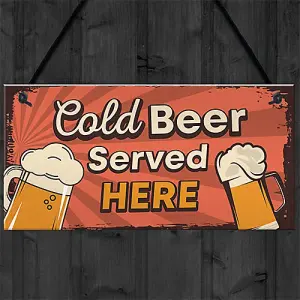 Red Ocean Bar Signs And Plaques Cold Served Here Novelty Bar Sign Man Cave Sign Gift