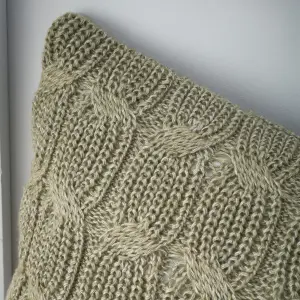 Catherine Lansfield Chunky Marl Knit Cosy 45x45 cm Cushion Olive Green