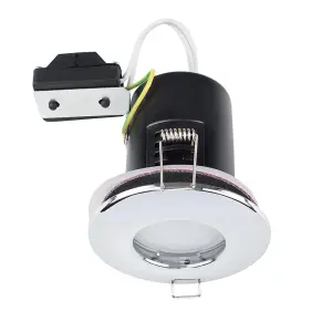 ValueLights Downlight Fire Rated IP65 Chrome Ceiling Light Fitting Single Pack