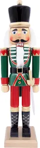 The Christmas Workshop 81560 Wooden Nutcracker Soldier / 50cm Tall/Red & Green Coloured Nutcracker Christmas Decoration