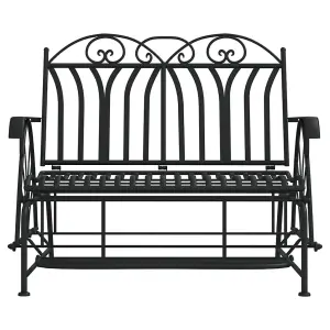 Berkfield 2-Seater Glider Bench 114 cm Black Steel