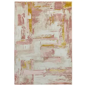 Pink Modern Easy To Clean Abstract Rug For Dining Room Bedroom And Living Room-120cm X 170cm