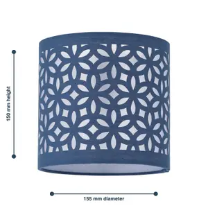 First Choice Lighting Navy Blue Laser Cut 15.5cm Table Lamp Shade