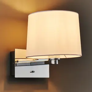 Indoor Wall Light Fitting - USB Socket - Polished Chrome Rectangular Wall Plate