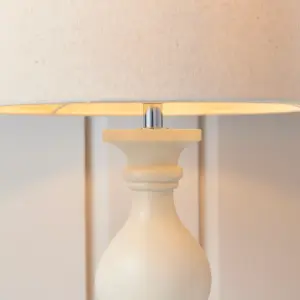 Anson Lighting Benton Table light finished in Ivory painted wood and ivory fabric