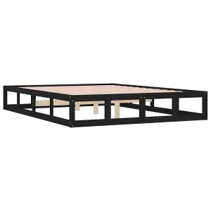 Berkfield Bed Frame Black 120x190 cm Small Double Solid Wood