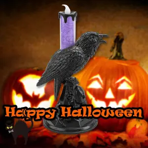 Flameless Halloween Crow Candle Halloween Party, Trick or Treat  Purple