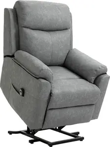 Portland Grey Faux Leather Electric Riser Recliner Chair With Remote