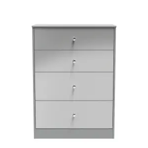 Taunton 4 Drawer Deep Chest in Uniform Grey Gloss & Dusk Grey (Ready Assembled)