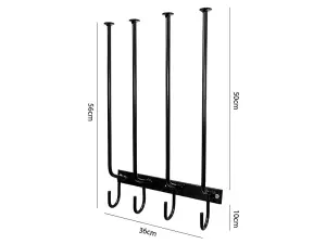 Wall Mounted Wellington Boot Rack - 2 Pair with hooks