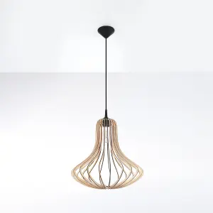 Elza Wood Natural 1 Light Classic Pendant Ceiling Light