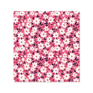 Small Cute White Flower Pattern Premium Glass Kitchen Splashback W700mm x H650mm