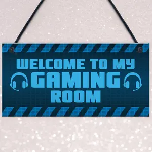 Welcome To My Gaming Room Sign Boys Bedroom Man Cave Sign Christmas Gamer Gift