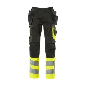 Mascot Safe Supreme Trousers with Holster Pockets (Black/Hi-Vis Yellow)  (46.5) (Leg Length - Long)