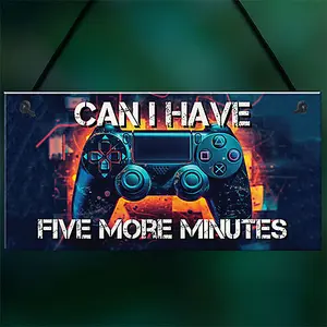 Red Ocean Neon Five More Minutes Hanging Gaming Sign For Boys Bedroom Sign Man Cave Sign Son Brother Dad Boys Gift