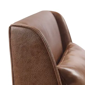 Teamson Home Lounge Accent Chair, Reading Armchair Seat in Faux-Leather with Pillow Back - Brown - 62 x 72 x 76 (cm)