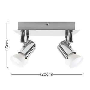 ValueLights Pair Of Modern Square Chrome 4 Way GU10 Ceiling Spotlights