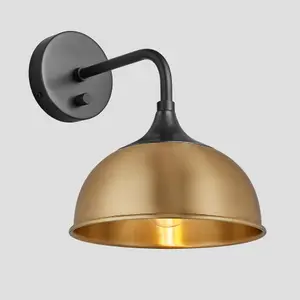 Industville Chelsea Dome Wall Light, 8 Inch, Brass, Pewter Holder