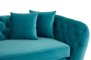 Interiors by Premier Riva Cyan Velvet 3 Seat Sofa