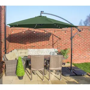 Apollo Banana Cantilever Parasol with Built in LED Lights Green