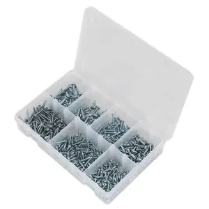 Sealey Self-Drilling Screw Assortment 500pc Pan Head Phillips Zinc AB060SDS