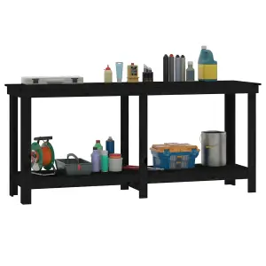 Berkfield Work Bench Black 180x50x80 cm Solid Wood Pine