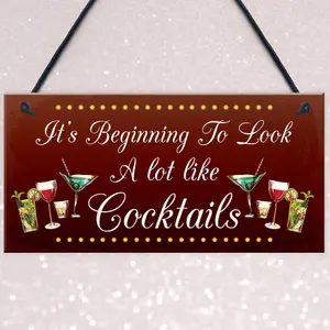 Red Ocean Funny Christmas Sign For Home Bar Man Cave Bar Sign Gin Gifts