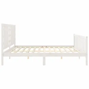 Berkfield Bed Frame with Headboard White 200x200 cm Solid Wood